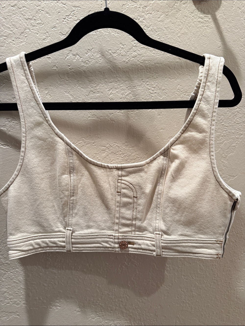 wild fable Cream Denim Crop Tank with Structured Seams